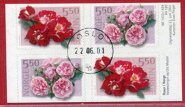 NORWAY 2001 Roses  Pairs In Block Used.  Michel 1392-93 Do-Du - Used Stamps