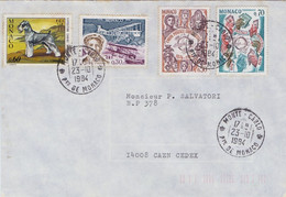 MONACO :1984: Y.953-54 + 959 + 963 On Travelled Cover : CHIEN,DOG,Henri FARMAN,U.P.U., - Covers & Documents