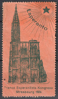 ESPERANTO Congress 1924 Strasbourg FRANCE - Cathedreal Church CINDERELLA Label Vignette - Esperanto