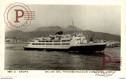 RPPC FOTOPOSTAL CEUTA  SALIDA DEL TRANSBORDADOR VIRGEN DE AFRICA - Ceuta