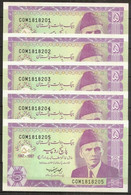 PAKISTAN. 5 Pieces X 5 Rupees 1997. UNC. Pick 44 - Pakistan