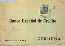 MÁLAGA , FRONTAL DEL BANCO ESPAÑOL DE CRÉDITO , CIRCULADO A CÓRDOBA , MAT. " ESTACIÓN DE INVIERNO / MÁLAGA " - Briefe U. Dokumente