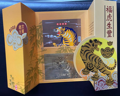 Folder Of 2021 Chinese New Year Zodiac Stamp S/s & Gold Foil -Tiger 2022 Zodiac - Raubkatzen