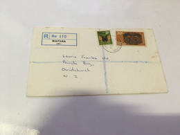 (1 G 24)  New Zealand Registered Leter Posted - 1973 (with Maori Art Stamp) - Covers & Documents