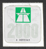 Autobahnvignette Schweiz 2000 Auf 2000er Träger, (einzige 4-Stellige Vignette)! - Plaques D'immatriculation