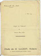 Testament - Saint-Mards-en-Othe (10) - 4 Mars 1919 - Me Gageot, Notaire - Heiltz-le-Maurupt (51) - Timbre 3F - Manuscripts