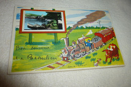 BELLE ILLUSTRATION  ..TRAIN ET PAYSAGE.." BON SOUVENIR DE BEAULIEU"... (re) - Preissac