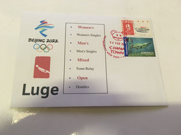 (1 G 26) Beijing 2022 Winter Olympic Games - Postmarked Opening Day Of The Games 4-2-2022 - Luge - Invierno 2022 : Pekín