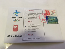 (1 G 26) Beijing 2022 Winter Olympic Games - Postmarked Opening Day Of The Games 4-2-2022 - Alpine Skiing - Invierno 2022 : Pekín