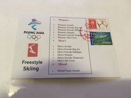 (1 G 26) Beijing 2022 Winter Olympic Games - Postmarked Opening Day Of The Games 4-2-2022 - Freestyle Skiing - Inverno 2022 : Pechino