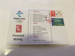 (1 G 26) Beijing 2022 Winter Olympic Games - Postmarked Opening Day Of The Games 4-2-2022 - Freestyle Skiing - Hiver 2022 : Pékin