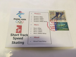 (1 G 26) Beijing 2022 Winter Olympic Games - Postmarked Opening Day Of The Games 4-2-2022 - Short Track Speed Skating - Winter 2022: Beijing