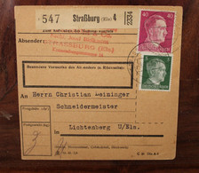 Elsass 1944 Strasbourg 4 Lichtenberg Cover Dt Reich Besetzung Occupation Alsace Strassburg Straßburg Paket - Guerra De 1939-45