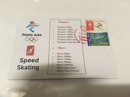 (1 G 26) Beijing 2022 Winter Olympic Games - Postmarked Opening Day Of The Games 4-2-2022 - Speed Skating - Hiver 2022 : Pékin