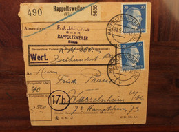 Elsass 1944 Rappoltsweiler Ribeauvillé Wasselnheim Wasselonne Cover Dt Reich Besetzung Occupation Alsace Paket - WW II