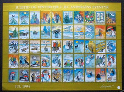 Denmark 1994 Christmas Seal 1994 MNH ( **)  Full Sheet  Unfolded Christmas And Winter Weather In H.C.Andersens Adventure - Feuilles Complètes Et Multiples