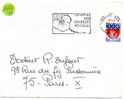 ALLIER - Dépt N° 03 = MOULINS GARE 196? = FLAMME Non Codée =  SECAP Multiple ' PENSEZ + CODIFIEZ' = Pensée N° 1 - Postcode