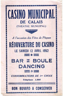 Buvard Casino De Calais - Cinéma & Theatre