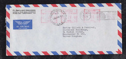 New Zealand 1978 Meter Airmail Cover 3x 20c Christchurch To Manchester England - Cartas & Documentos