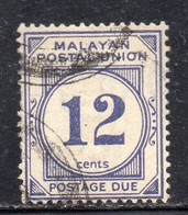 841C - MALAYAN POSTAL UNION 1936 , Tasse Gibbons N. D5 Usato - Malayan Postal Union