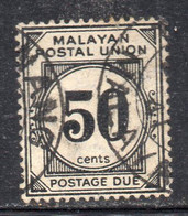 842C - MALAYAN POSTAL UNION 1936 , Tasse Gibbons N. D6 Usato - Malayan Postal Union