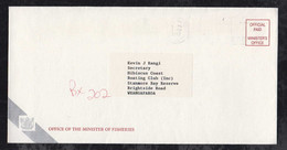 New Zealand 1992 Cover OFFICIAL PAID Minister Of Fishers WELLINGTON To WHANGAPAROA - Cartas & Documentos