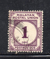 842B - MALAYAN POSTAL UNION 1945 , Tasse Gibbons N. D7 Usato - Malayan Postal Union