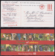 New Zealand 1999 Stationery Moving Postcard Used Christchurch Change Of Address - Briefe U. Dokumente