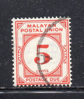 842A - MALAYAN POSTAL UNION 1945 , Tasse Gibbons N. D9 Usato - Malayan Postal Union