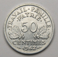 50 Centimes Francisque, Lourde, Aluminium, 1942 - Etat Français - 50 Centimes