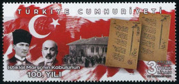 Türkiye 2021 Mi 4628 MNH Centenary Of The Acceptance Of The National Anthem | Mehmet Akif Ersoy (Composer), Flag - Unused Stamps