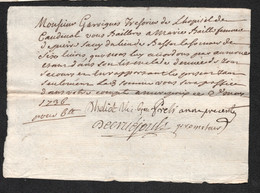 1736 AUMONE MARIE BAILLE BESSET ARIEGE / HOPITAL CAUDEVAL AUDE  E2 - Manuscripts