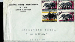 Lettre  Avec 3 X N° 407 ( éléphant)  Et 405 (buffle) Pour Paris - Briefe U. Dokumente