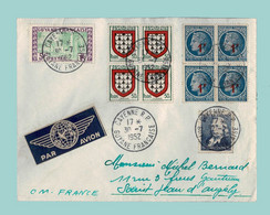 1952. Enveloppe Affranchie Lettre Par AVION De CAYENNE, GUYANE FRANÇAISE à 17 St JEAN D'ANGÉLY - Lettres & Documents