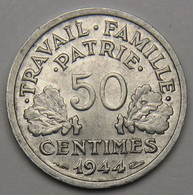 50 Centimes Francisque, Légère, 1944 B (Beaumont-le-Roger)  - Etat Français - 50 Centimes