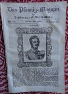 DAS PFENNIG MAGAZIN Nr 47.  25 November 1843. Iwan Fjodorowitsch Paskewitsch - Autres & Non Classés