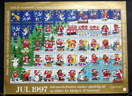 Denmark 1997 Christmas Seal  Angels; Birds; Music  MNH ( **)  Full Sheet  Unfolded - Full Sheets & Multiples