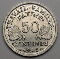 50 Centimes Francisque, Légère, 1944 B (Beaumont-le-Roger)  - Etat Français - 50 Centimes