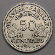 50 Centimes Francisque, Légère, 1944 B (Beaumont-le-Roger)  - Etat Français - 50 Centimes