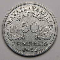 50 Centimes Francisque, Légère, 1944 C (Castelsarrasin)  - Etat Français - 50 Centimes