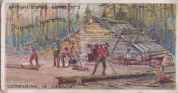 3 Lumbering In Canada  - British Empire Series 1904 -  Players Original Antique Cigarette Card - Player's