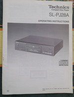 Mode D'emploi Pour Compact Disc TECHNICS SL PJ28A - Matériel Et Accessoires