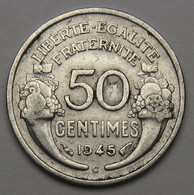 ASSEZ RARE 50 Centimes Morlon, Aluminium, 1945 C (Castelsarrasin) - Gouvernement Provisoire De La République Française - 50 Centimes