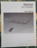 Mode D'emploi Pour Syntoniseur Stereo TECHNICS ST X302L - Supplies And Equipment