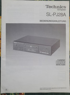 Mode D'emploi Pour Compact Disc  TECHNICS SL PJ28A - Material Und Zubehör