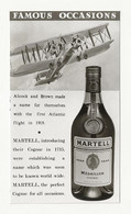 PHOTO ORIGINALE MARKETING - FAMOUS OCCASIONS COGNAC MARTELL MÉDAILLON V.S.O.P - AVION - PLANE - Spirits