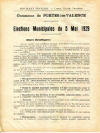 FACTURE.26.DROME.PORTES LES VALENCE.ELECTIONS MUNICIPALES 1929.PROFESSION DE FOI DE A.MARCHAL REPUBLICAIN-SOCIALISTE. - Non Classés