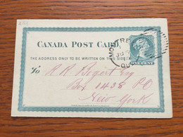 GÄ26246 Canada Ganzsache Stationery Entier Postal Psc From Montreal To New York - 1860-1899 Victoria