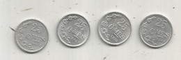 Monnaie , LUXEMBOURG, 25 Centimes , 1954 , 1967, 1968, 1970, LOT DE 4 MONNAIES - Luxembourg