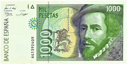 ESPAÑA - 1000 Pesetas - 12.10.1992 ( 1996 ) - Pick 163 - Serie 6G - Hernan Cortes / Francisco Pizarro - 1.000 - [ 6] Emisiones Conmemorativas